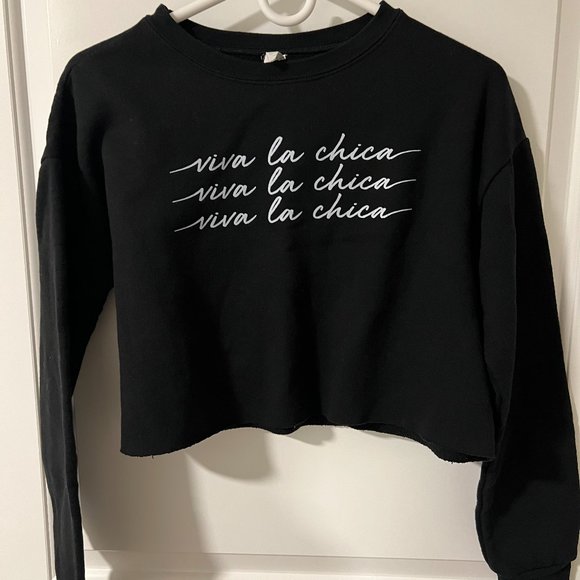 Viva La Chica Black Cropped Sweater - Picture 1 of 3